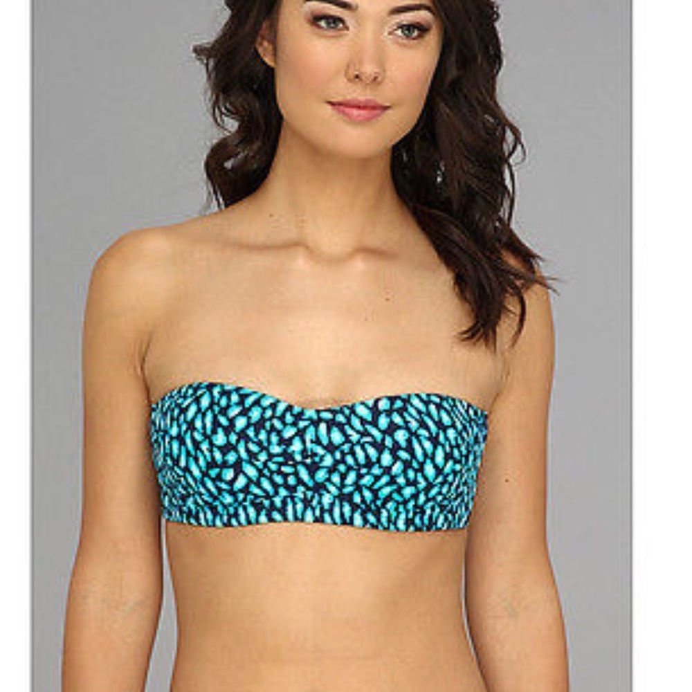 NWT DKNY Turquoise Cheetah Bandeau Bikini Sz XS